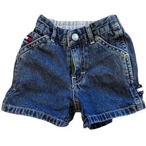 Tommy Hilfiger Baby Shorts 3-6 Months Denim Logo Button Closure Infant Blue
